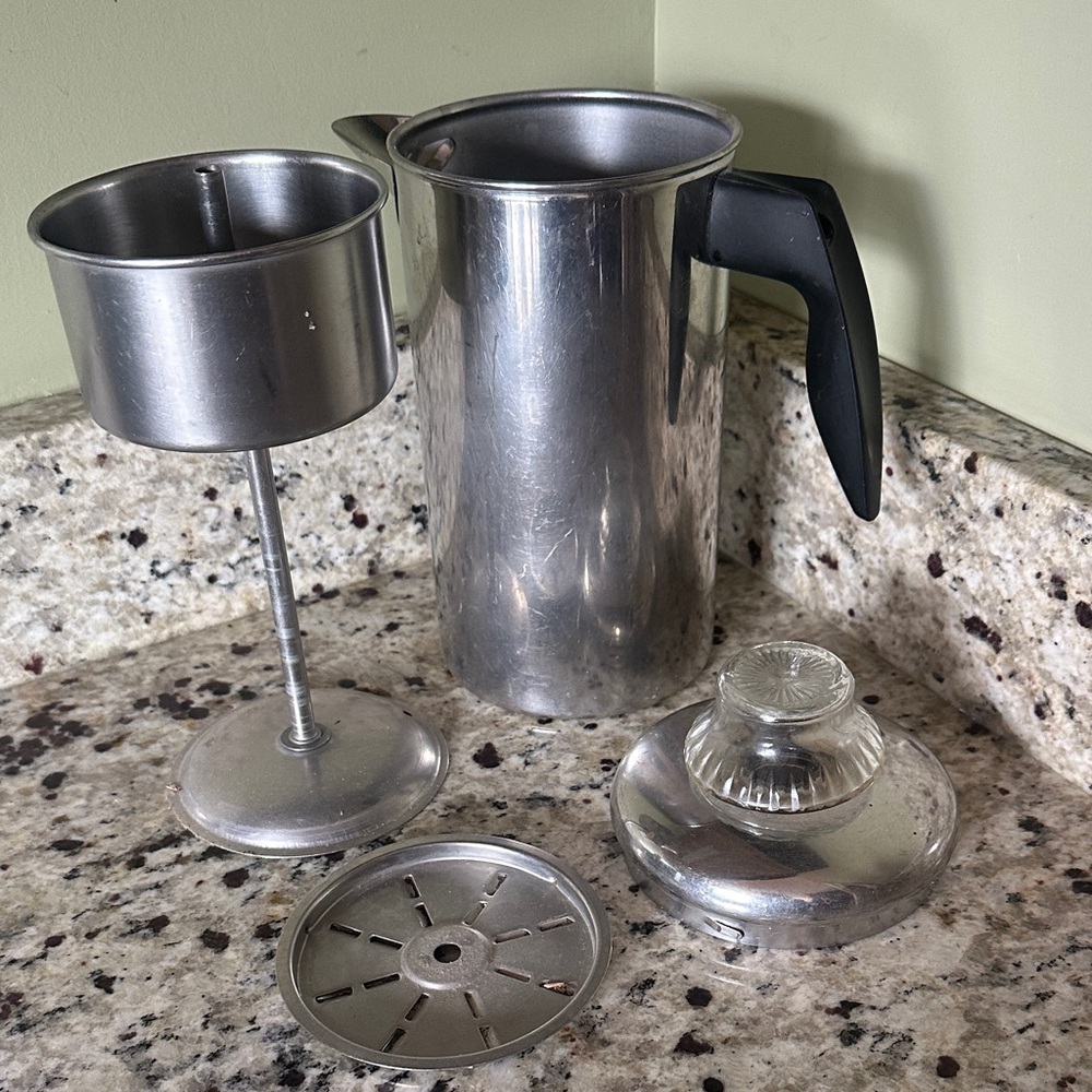 Stainless Steel Coffee Percolator with Black Handle